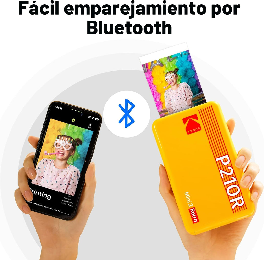 Kodak Mini 2 Retro 4PASS Impresora fotográfica portátil, 2.1x3.4 pu...