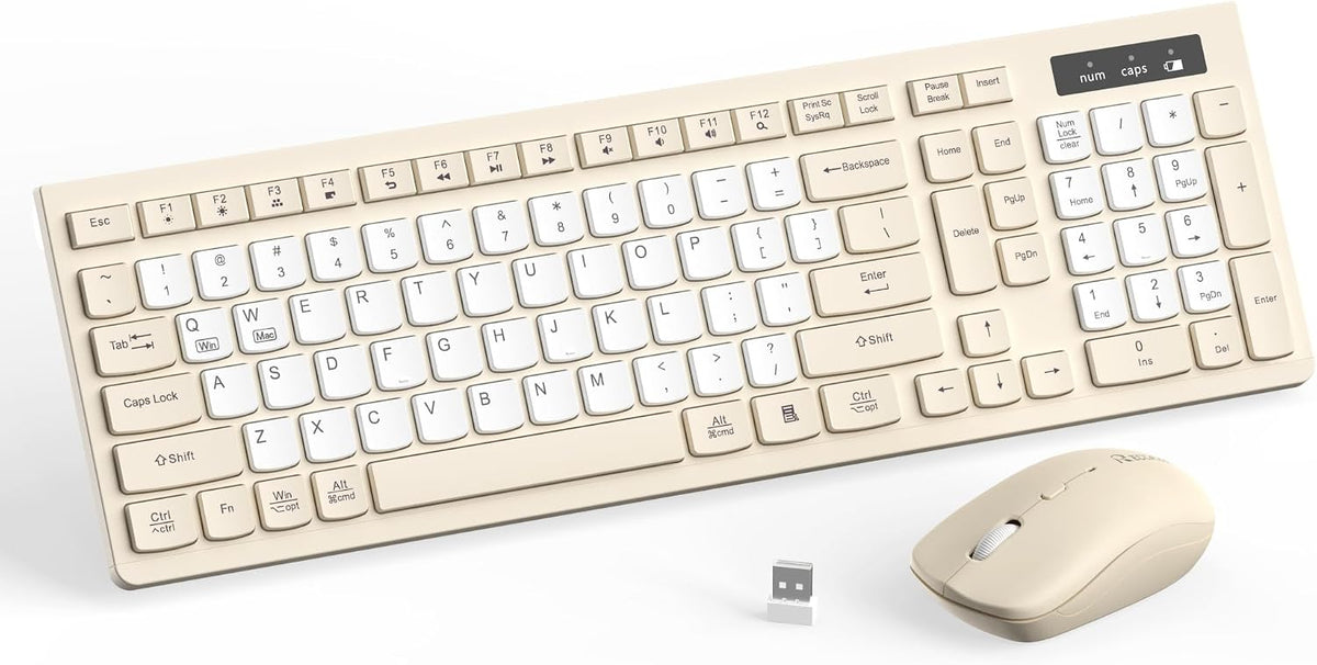 Combo de teclado y mouse inalámbricos silenciosos, teclado inalámbr...