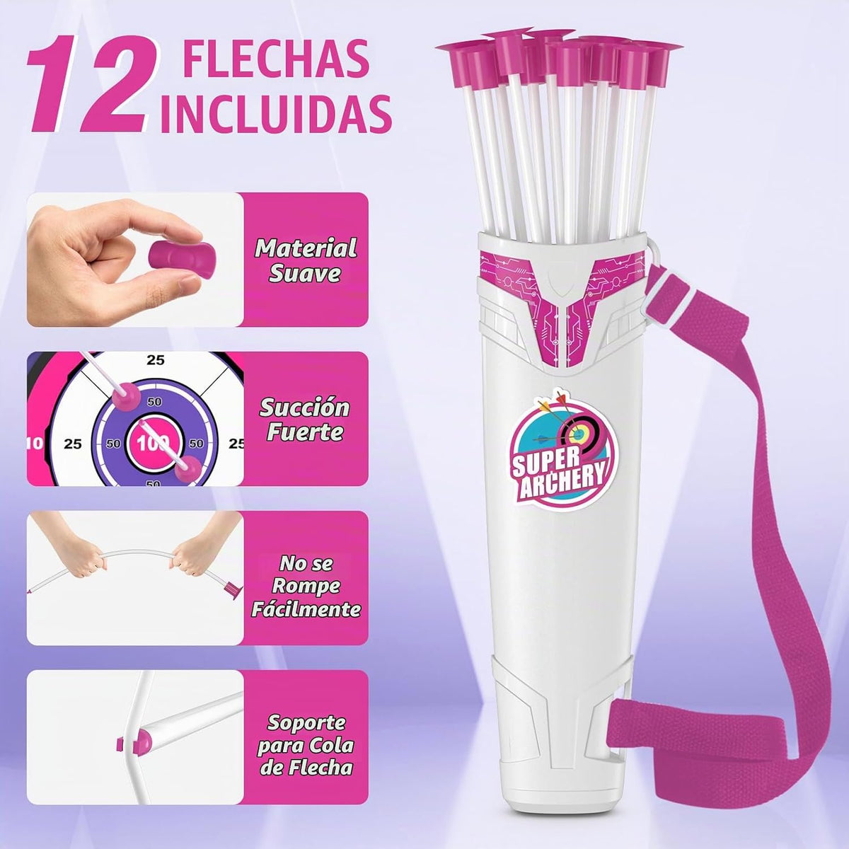 Bow y Arrow para Kids, LED Light Up Girls Archery Set