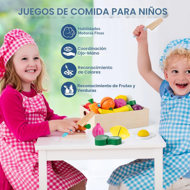 Juegos de comida de juego de madera para niños, accesorios de cocin...