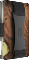 Hayvenhurst - Cartera para hombre, delgada con bloqueo RFID, de metal, 2. Correa de efectivo - Nogal