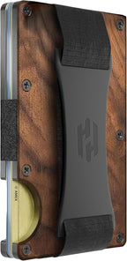 Hayvenhurst - Cartera para hombre, delgada con bloqueo RFID, de metal, 2. Correa de efectivo - Nogal