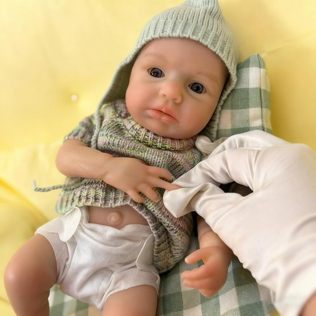 Gileutay Muñeca realista de silicona de 12 pulgadas con boca abierta