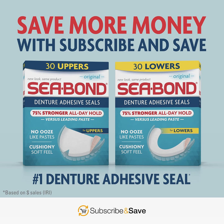 Sea Bond - Sellos adhesivos seguros para dentaduras, inferiores ori...