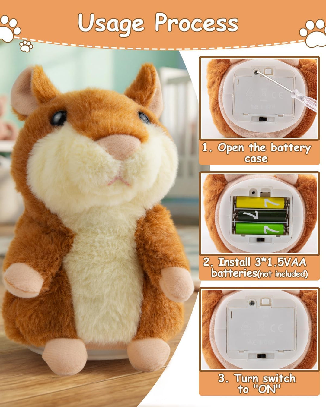 Hámster parlante de peluche que repite lo que dices de Halobang, re...