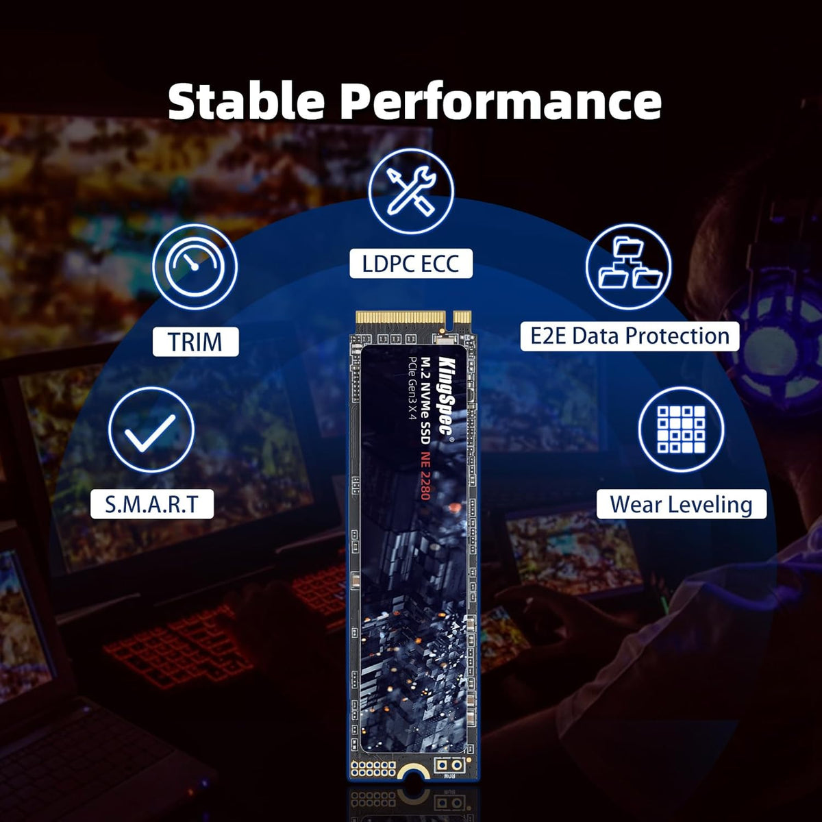 KingSpec SSD 512GB, M.2 NVMe Gen3x4 SSD 2280 - Hasta 2400 MB\/s, un...