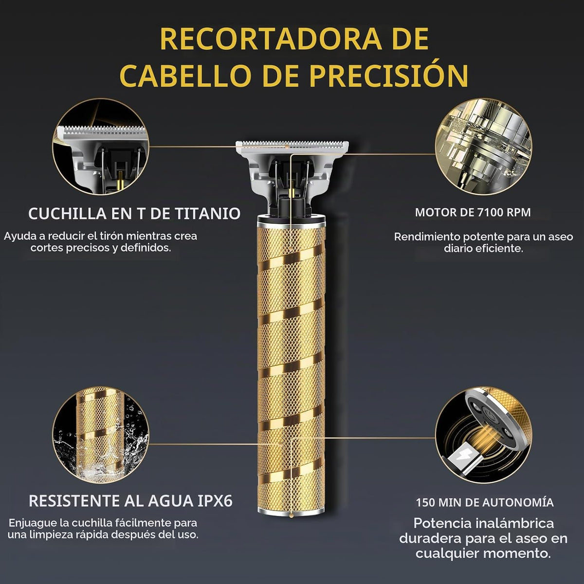 Ufree Recortadora de Barba para Hombres, Recortadora de Cabello con Cuchilla en T, Cortapelos Edgeado Zero Gap