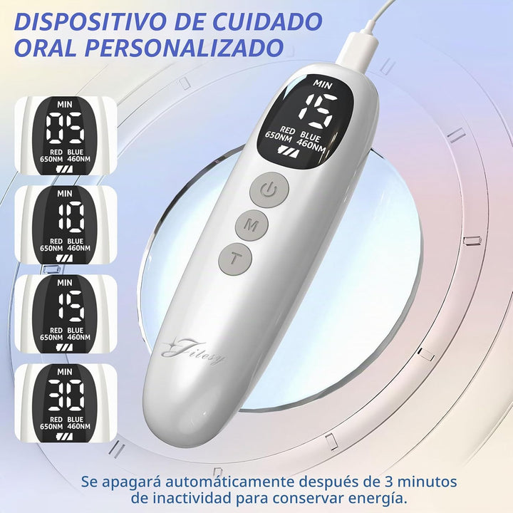 Terapia de luz roja para encías, experiencia de luz LED roja y azul...