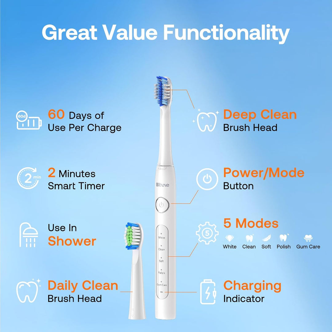 Cepillo de dientes eléctrico ultrasónico Bitvae para adultos y niño...