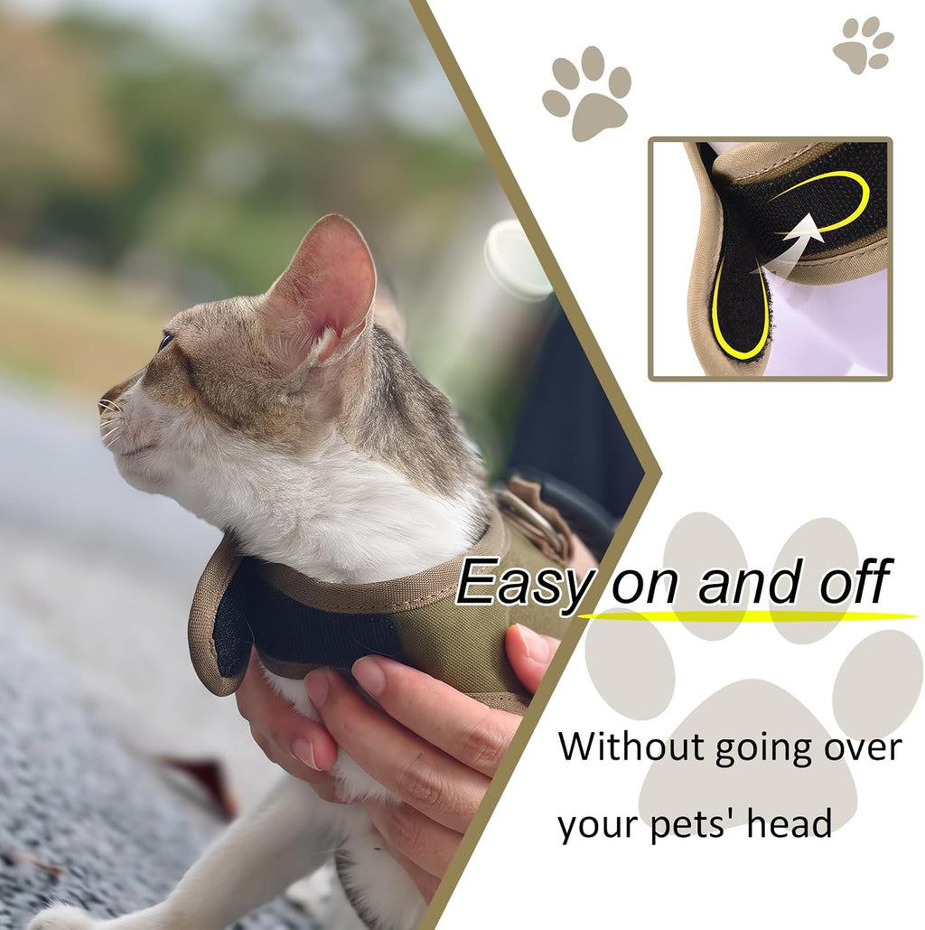 Juego de arnés y correa para gatos para caminar, color verde profundo, XXL