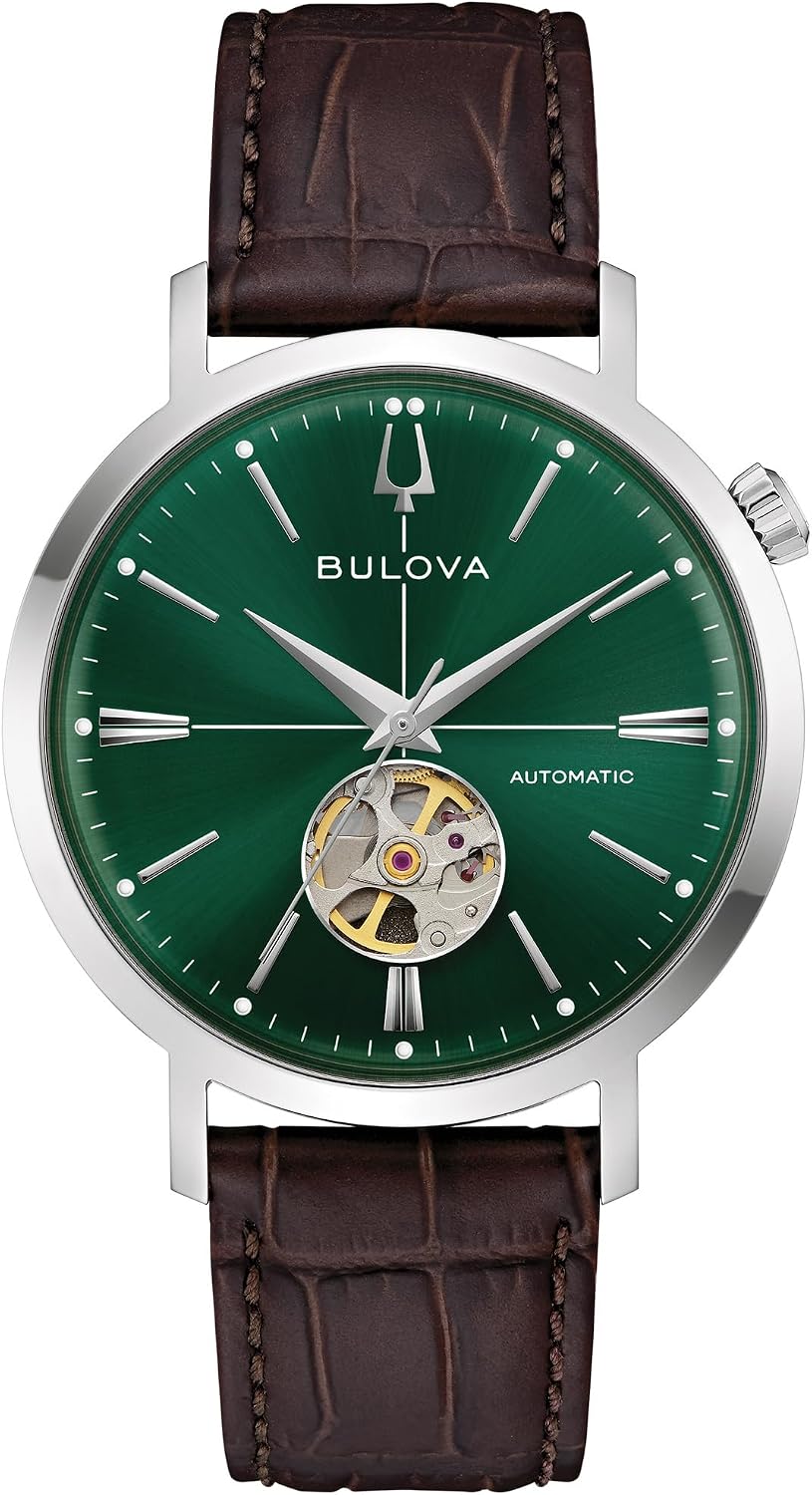 Bulova - Reloj Aerojet automático de 3 manecillas para hombre, apertura con vista interior, reserva de energía de 40 horas, cristal mineral doble curvado,41 mm