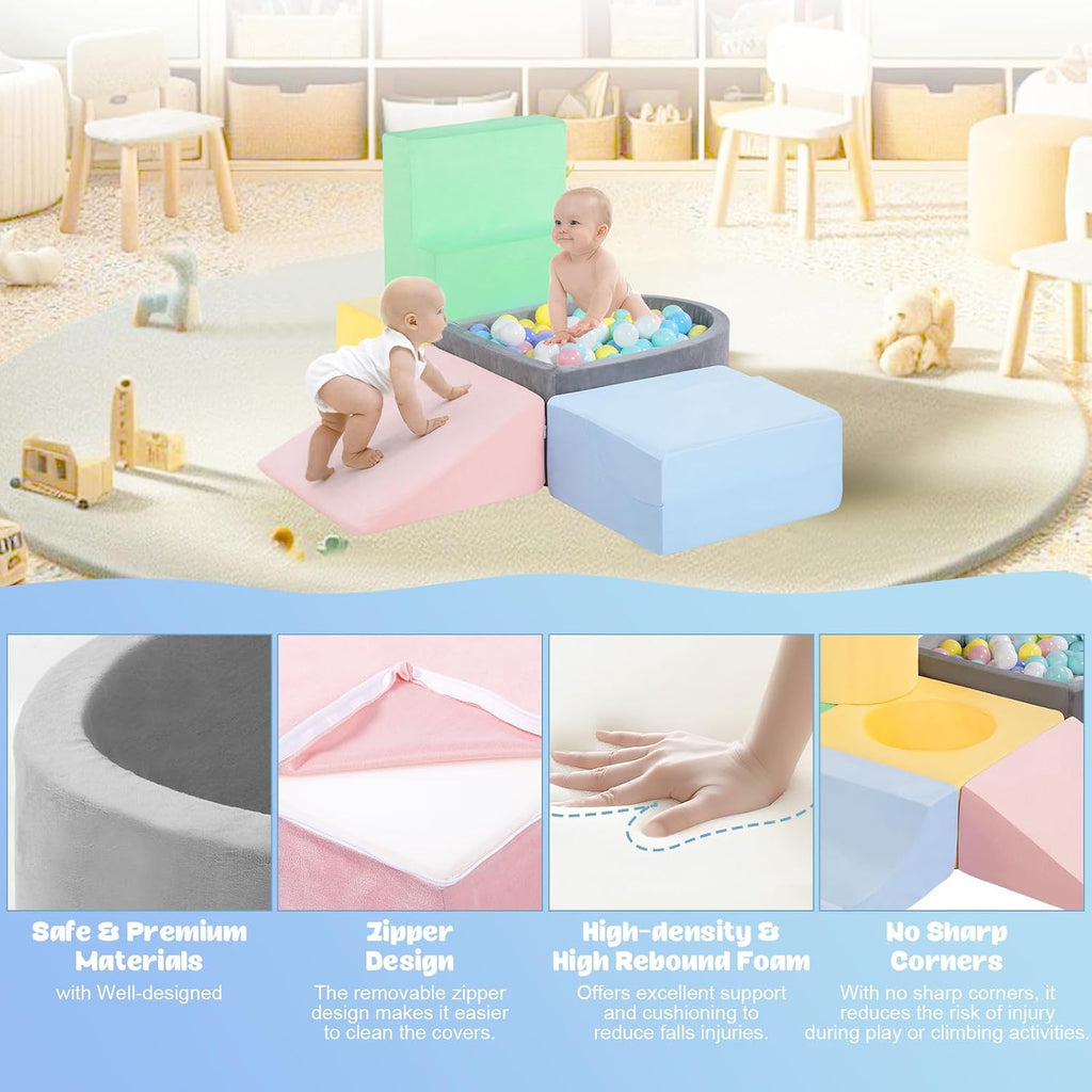6-Piece Foam Climbing Blocks, Climbing toys para 1 Year Old, Soft Play Set