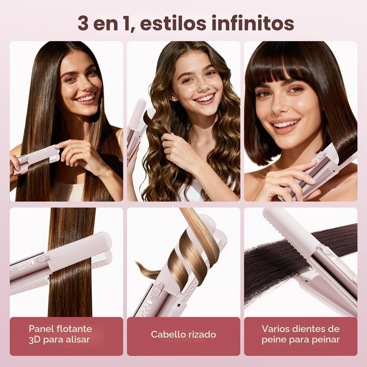 CHIKYO Plancha de pelo inalámbrica 2 en 1, rizador portátil sobre l...