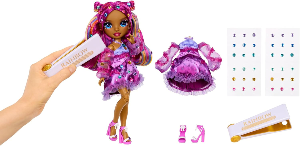Rainbow High Be Dazzling Fashion Dolls- Noemie Violette (Purple) con Bedazzler Tool y Sparkle Gems