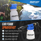 SwiftJet Espuma para Lavado de Autos con Pistola y Guante de Lavado - Funciona con Cualquier Jabón y Manguera de Jardín