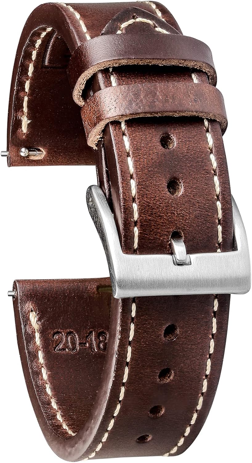 Horween - Correa de reloj de cuero para hombres y mujeres, 0.709 in, 0.787 in, 0.866 in, correa de reloj de liberación rápida, hecha a mano, suave, vintage, repuesto