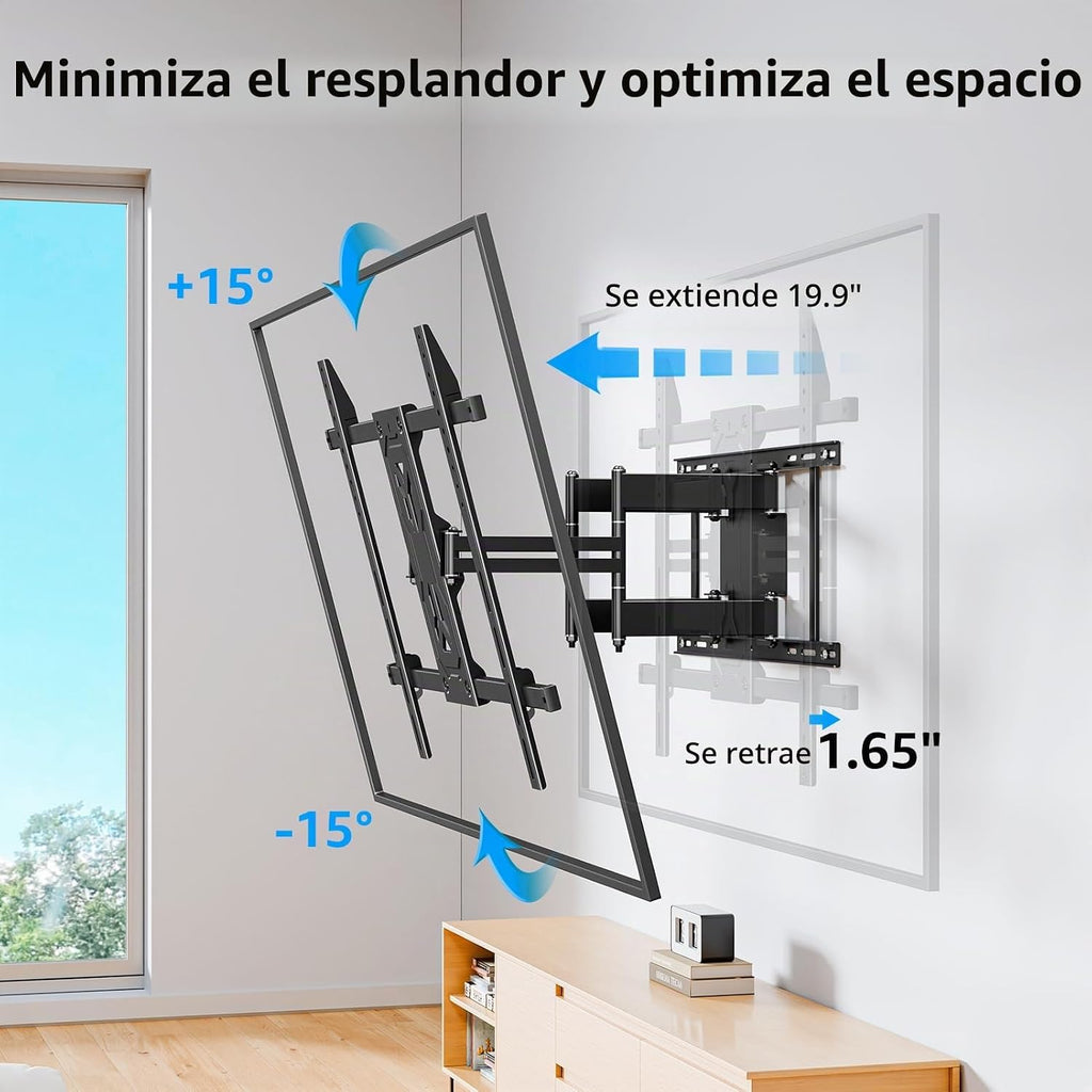MOUNTUP Soporte de pared para TV con capacidad para 250 libras para televisores grandes de 50 a 110 pulgadas, soporte de TV delgado de movimiento completo de 1.65 pulgadas con extensión, giratorio e