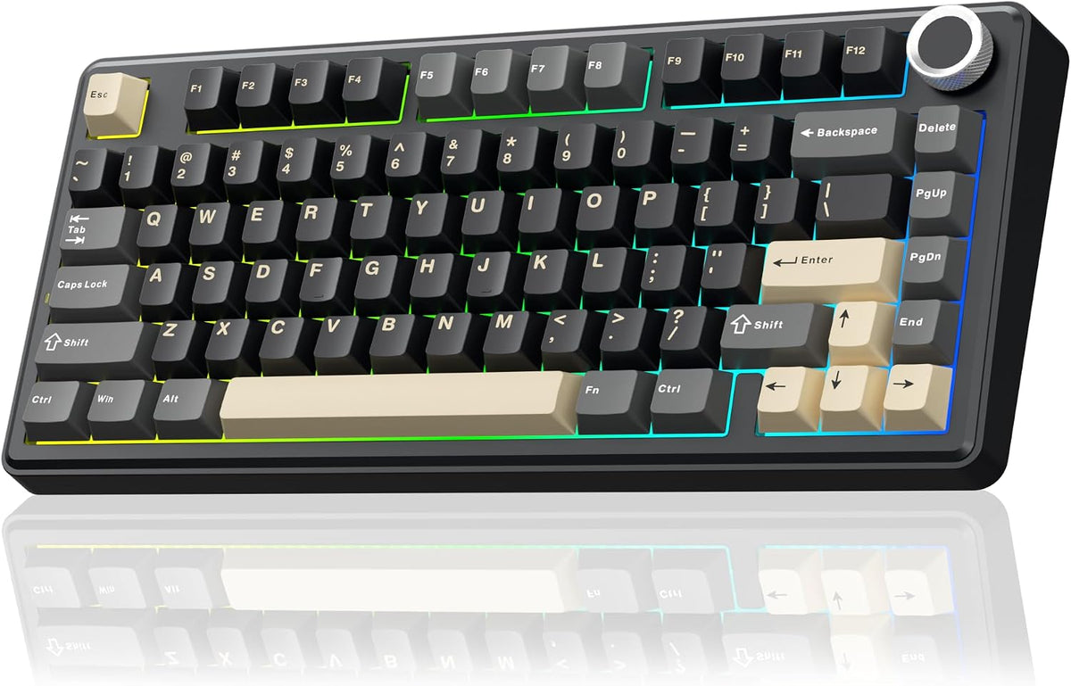 SOLAKAKA A75 Teclado inalámbrico para juegos con perilla multifunci...