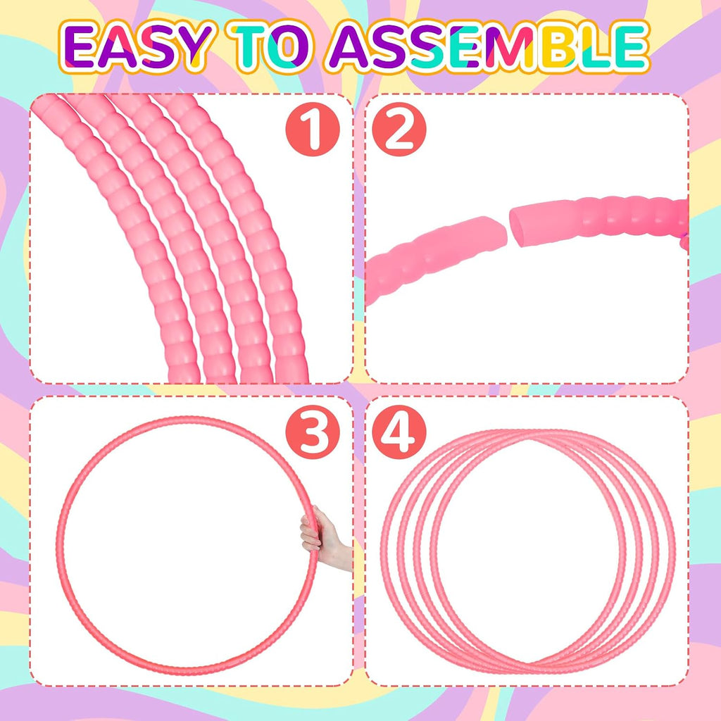 Shappy - 6 piezas de aros de ejercicio desmontables ajustables, juguete de plástico, juguetes de patio de juegos, aros circulares de colores para juegos de adolescentes, gimnasia, equipo de agilidad