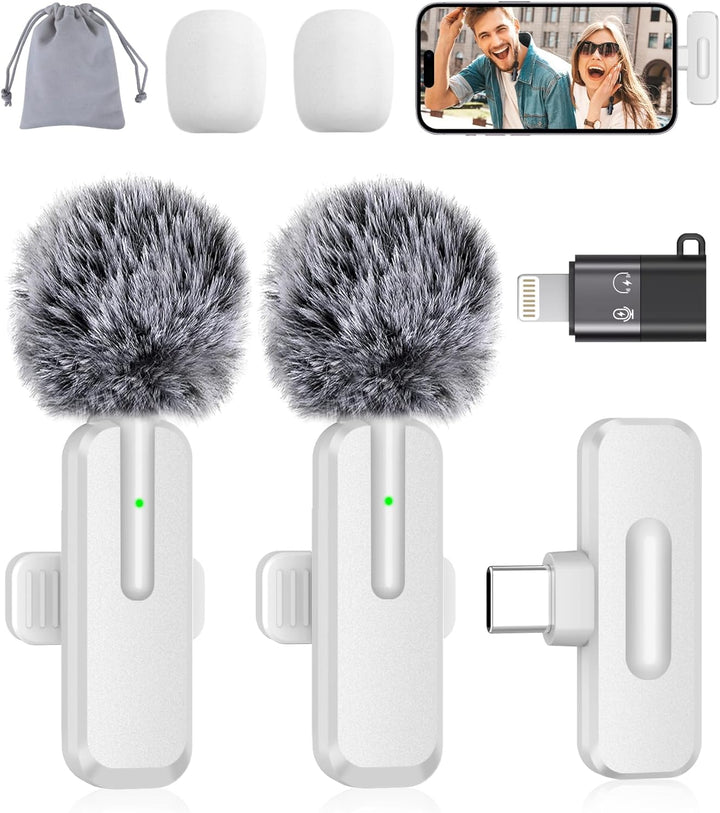 Micrófono inalámbrico mini para iPhone - Pack de 2 micrófonos laval...