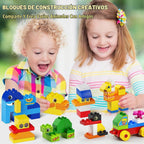 burgkidz Juguetes de construcción de animales para niños pequeños de 3 a 5 años, 135 bloques de construcción gigantes, rompecabezas creativo con cubo de almacenamiento, compatible con las principales