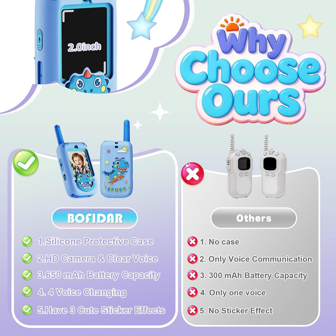Walkie Talkies de video para niños, paquete de 2 radios bidireccion...