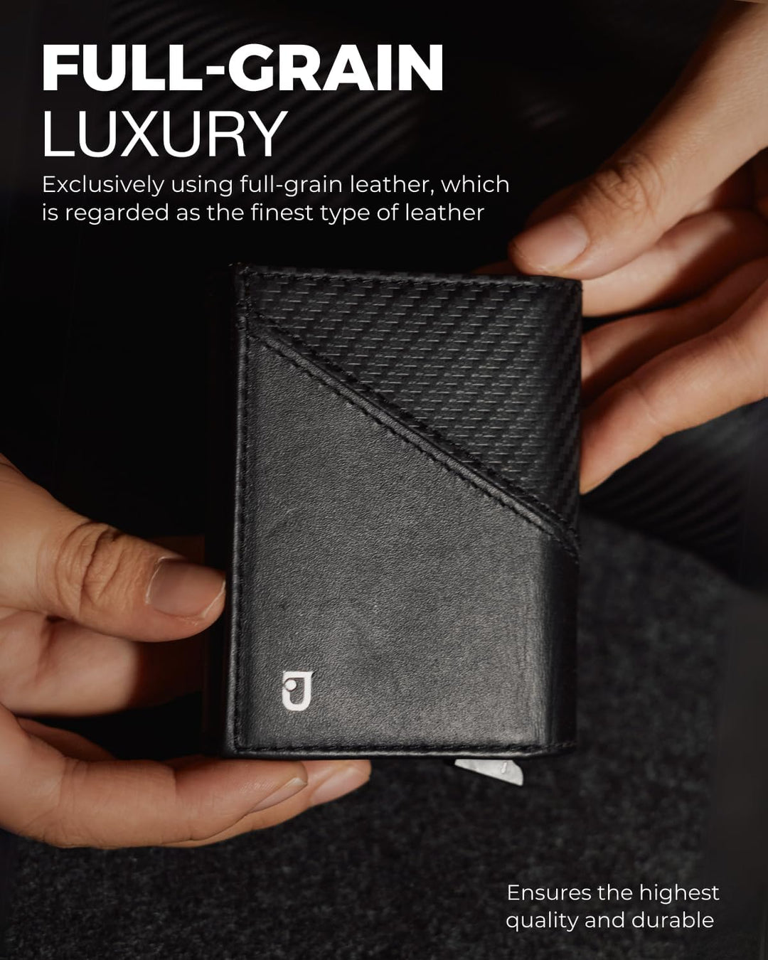 Jenoss - Cartera inteligente para hombre: cuero de grano completo,...