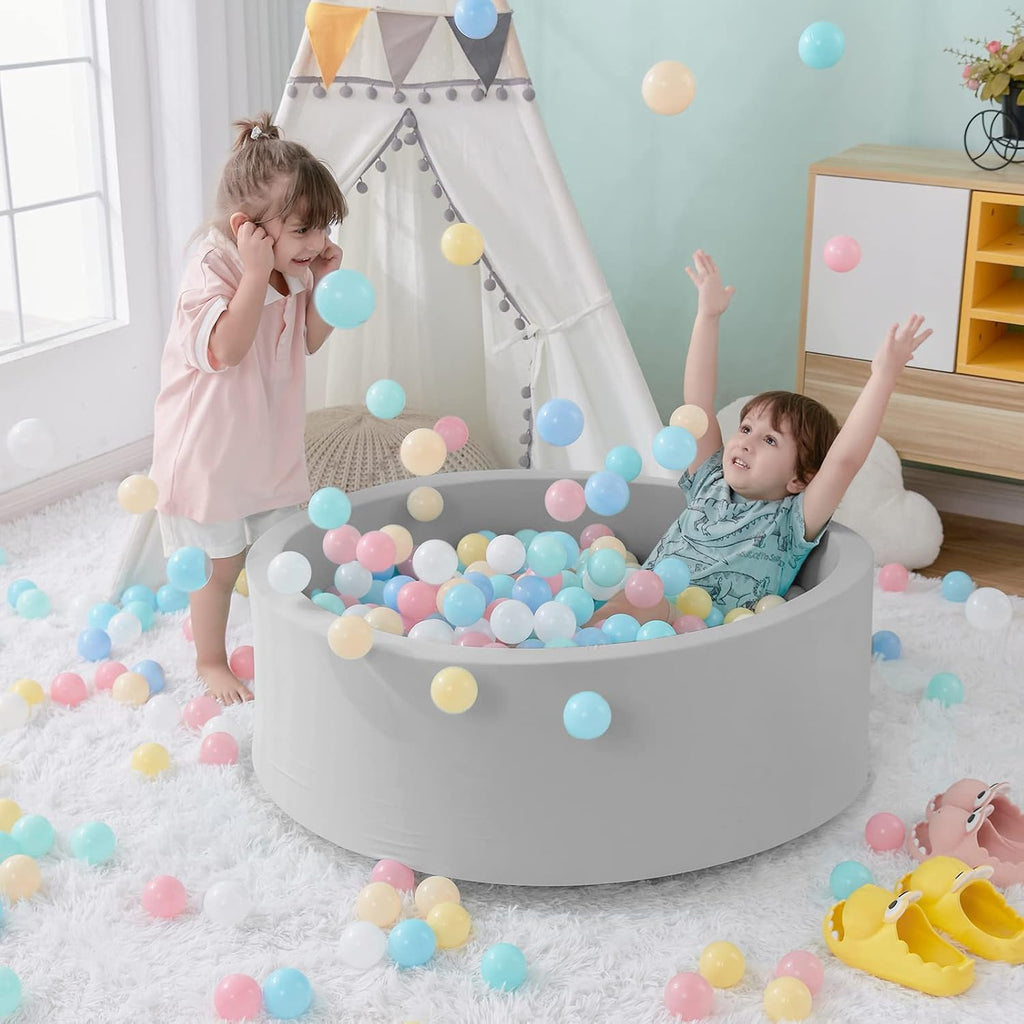 Piscina de Pelotas de Espuma, 35.4" x 11.8" Piscina de Pelotas para Niños Pequeños - Gris