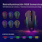 RisoPhy Ratón inalámbrico para juegos, 3 modos 2.4G/USB-C/Bluetooth con