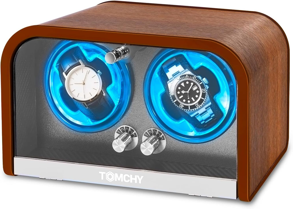 Enrollador automático de reloj para 2 relojes - 4 modos de rotación, compatible con relojes famosos como Rolex, Taghaoya, Casio AK, Breitling, etc