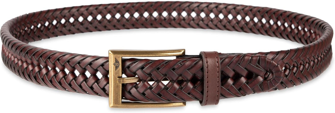 DOCKERS Cinturón de cuero trenzado para hombre, correa casual total...