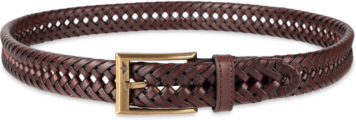 DOCKERS Cinturón de cuero trenzado para hombre, correa casual total...