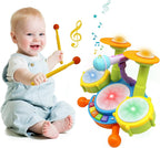 Juego de batería para niños pequeños, instrumentos musicales para niños, juguetes para regalos de cumpleaños de niños, kit de batería eléctrica para bebés y niñas