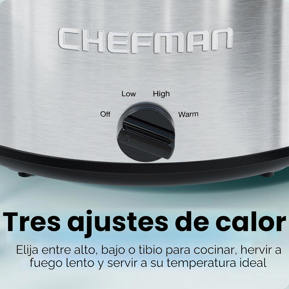 Chefman Olla de cocción lenta de 7 cuartos de galón, tamaño familiar grande con ajustes bajos, altos y cálidos, cerámica extraíble, tapa de vidrio templado, apta para lavavajillas para una fácil