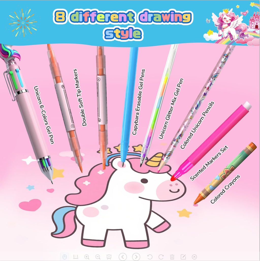DreamyCandy - Kit de dibujo de unicornio de 73 piezas para niños de 4 a 8