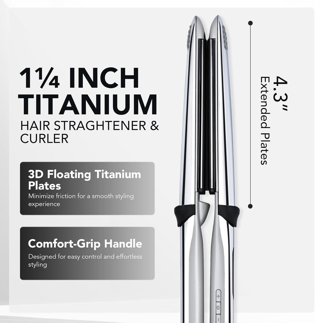 Plancha plana profesional de titanio, placas flotantes de 1 1\/4 pu...
