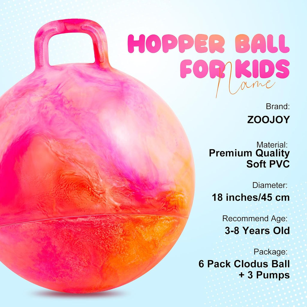 6 bolas de tolva para niños de 3 a 8 años | Bola inflable de nubes de 18 pulgadas con mango