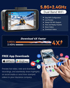 4K+4K Dash Cam Dual Frontal y Trasera, Tarjeta de 128GB gratis, Visión Nocturna Estelar