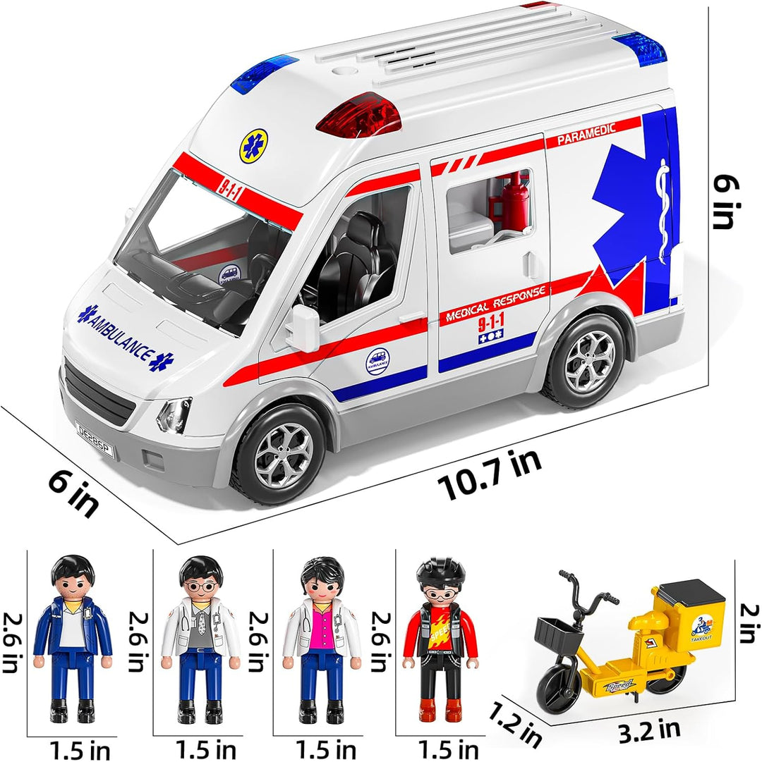 MSKOLER - Juego de ambulancia de juguete para niños de 3 a