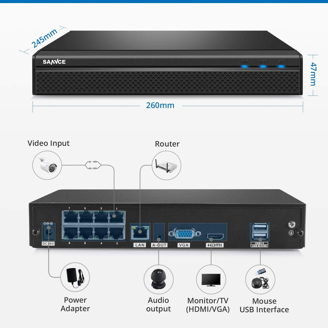 SANNCE Sistema de cámara de seguridad 4K POE - Grabadora NVR de 8 c...