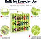 Caja Organizadora de Juguetes Compatible con Autos Hot Wheels, Contenedor para Autos de Matchbox, Mini Juguetes, Muñecas Pequeñas, Caja de Transporte Doble Cara para Hotwheels - 48