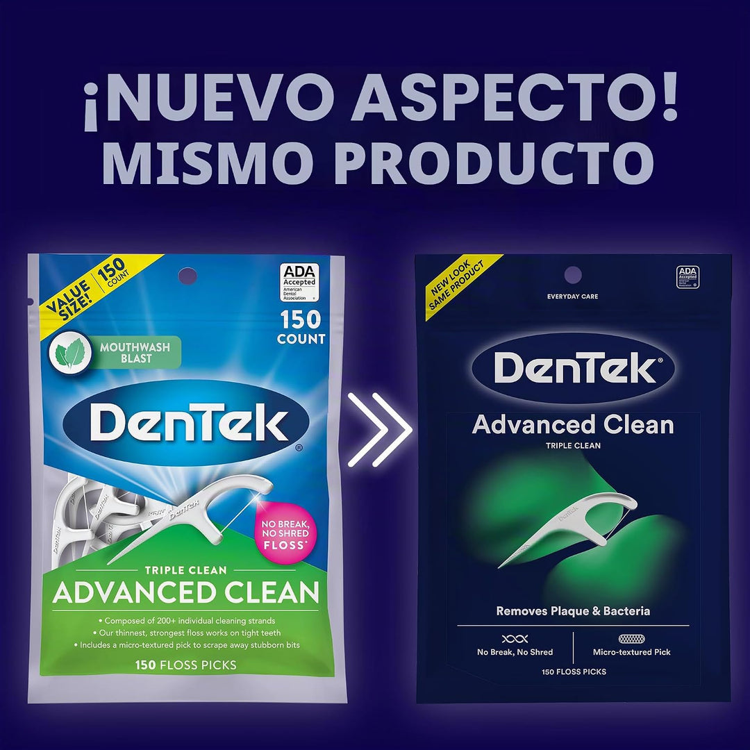 DenTek Advanced Clean - Palillos de hilo dental sin romper y sin tr...