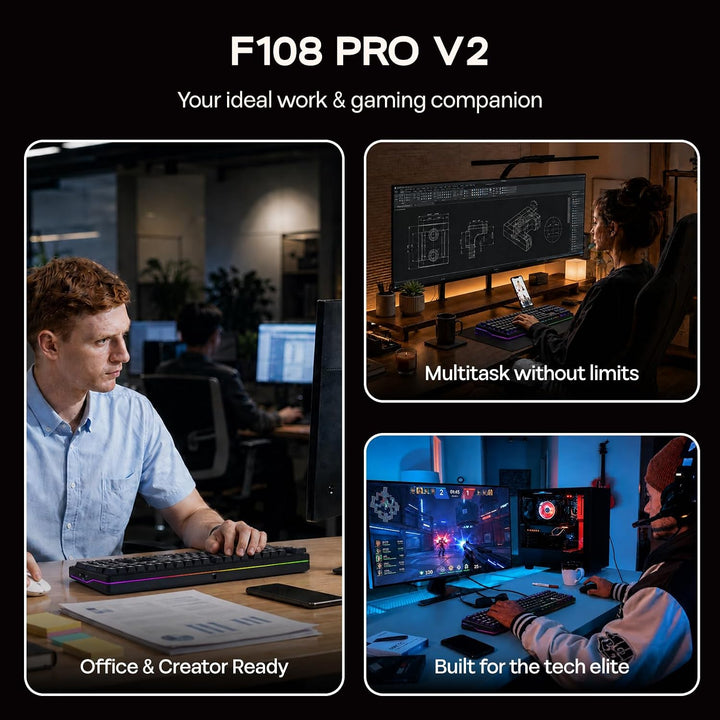 EPOMAKER X Aula F108 PRO V2 Teclado inalámbrico para juegos con bat...