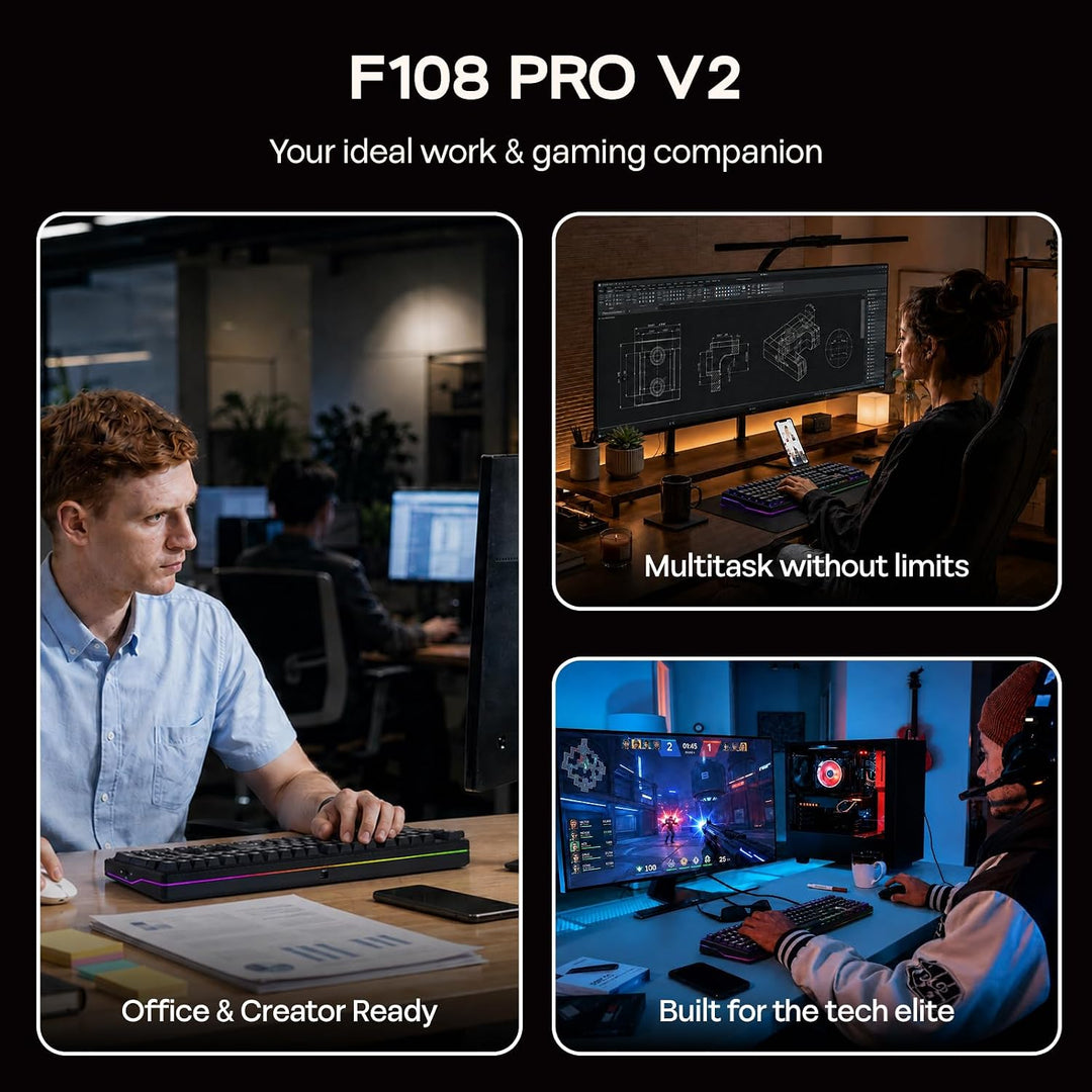 EPOMAKER X Aula F108 PRO V2 Teclado inalámbrico para juegos con bat...