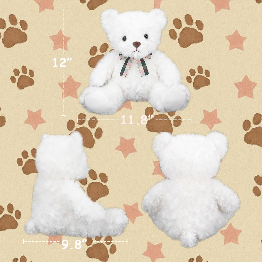 WEIGEDU Oso de peluche blanco esponjoso, animales de peluche de jug...