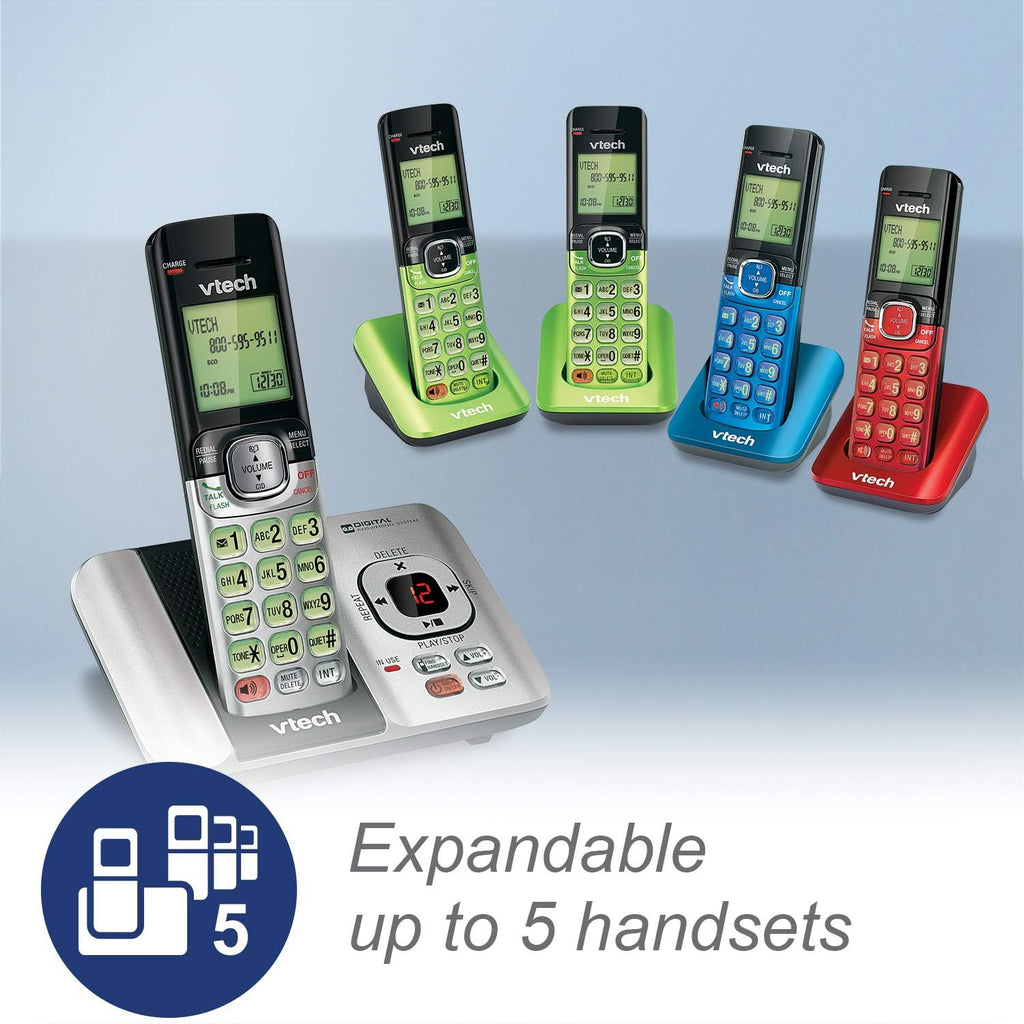 VTech CS6529-4B Sistema de telefonía inalámbrica de 4 receptores con contestador, con identificador de llamadas/llamada en espera