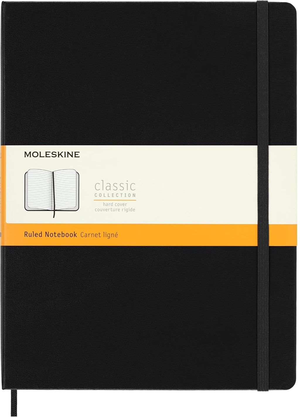 Moleskine Cuaderno Clásico, Tapa Dura, XL (7.5" x 9.5") Rayado/Con Líneas, Negro, 192 Páginas