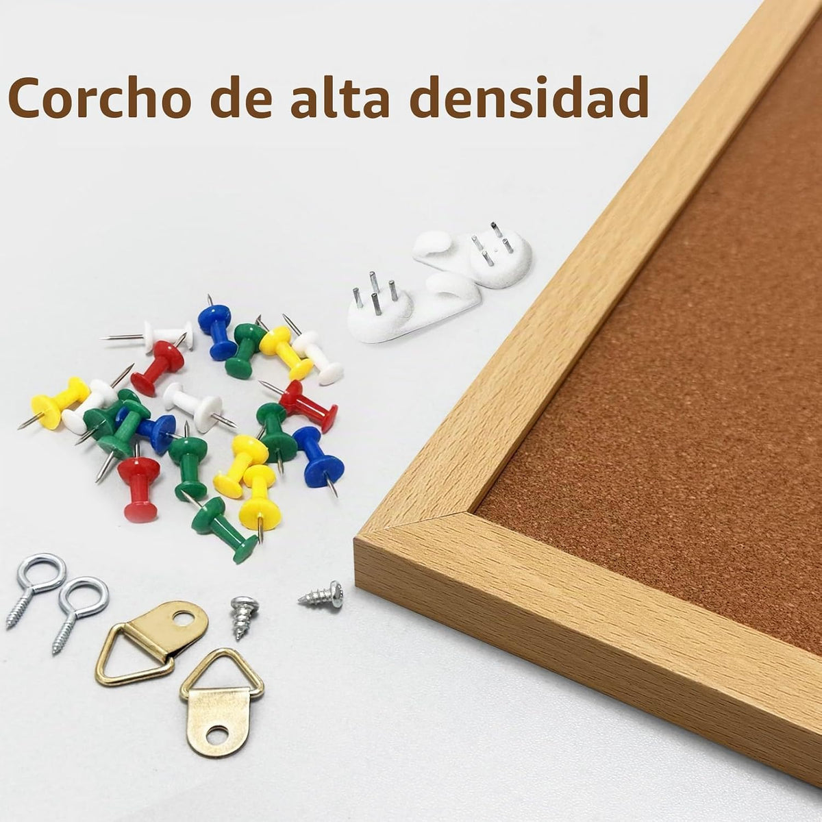 Tablón de anuncios de corcho, 24 x 36 pulgadas con marco de acabado de madera de roble, para pared, oficina, hogar y escuela