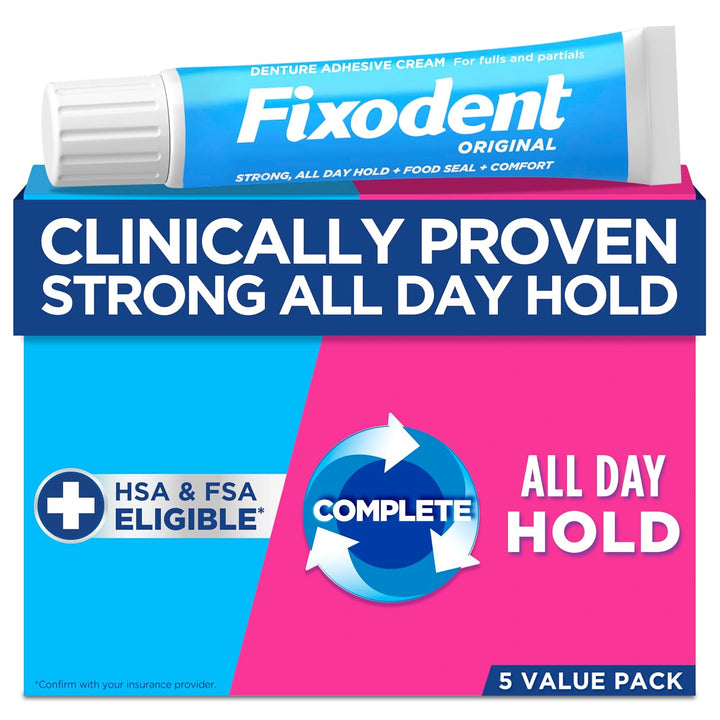 Fixodent Crema adhesiva original segura para dentaduras postizas co...