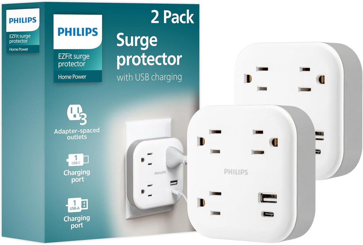 Philips - Extensor de salida con protector contra sobretensiones con